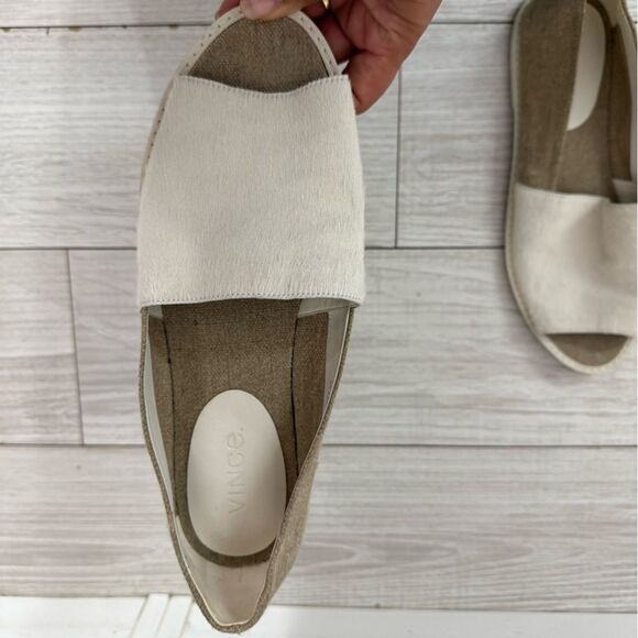 Vince Women's Italian calfskin Cream/white espadril Slip-On Shoes size 9.5 - Picture 2 of 9